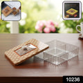 Elegant plastic dry fruit box with a woven design and four compartments