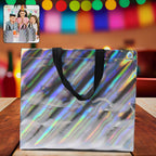 Reusable birthday gift bag with vibrant festive design and sturdy base