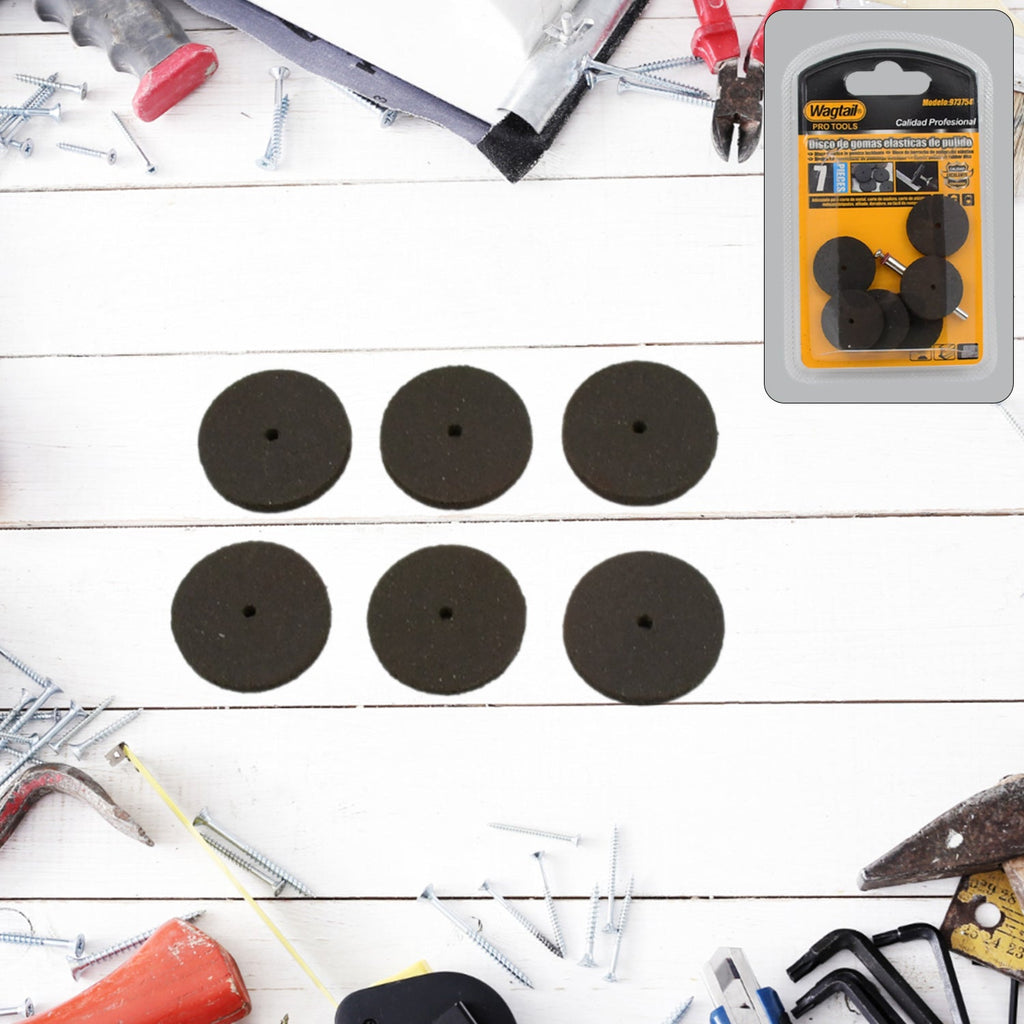 A complete 7-piece set of Wagtail grinder cutting discs for versatile use.