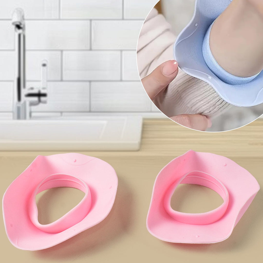 Silicone wrist band stopping water from dripping down wrist during face washing