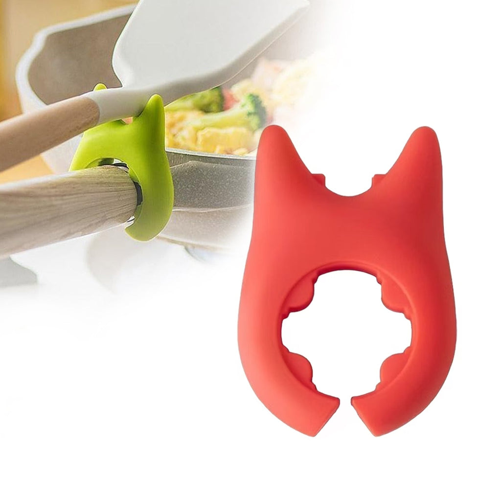 Adjustable plastic pot holder featuring a unique cat ear design for kitchen organization