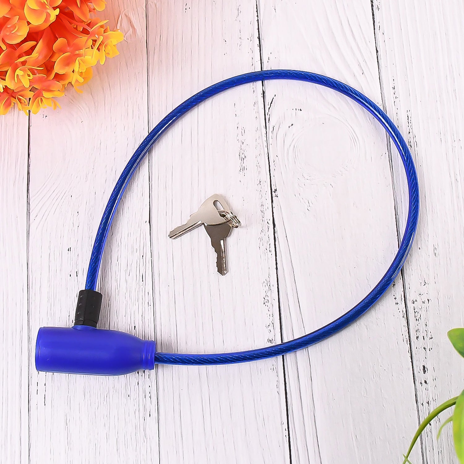 Heavy duty steel cable helmet lock secured with 2 keys for bike safety