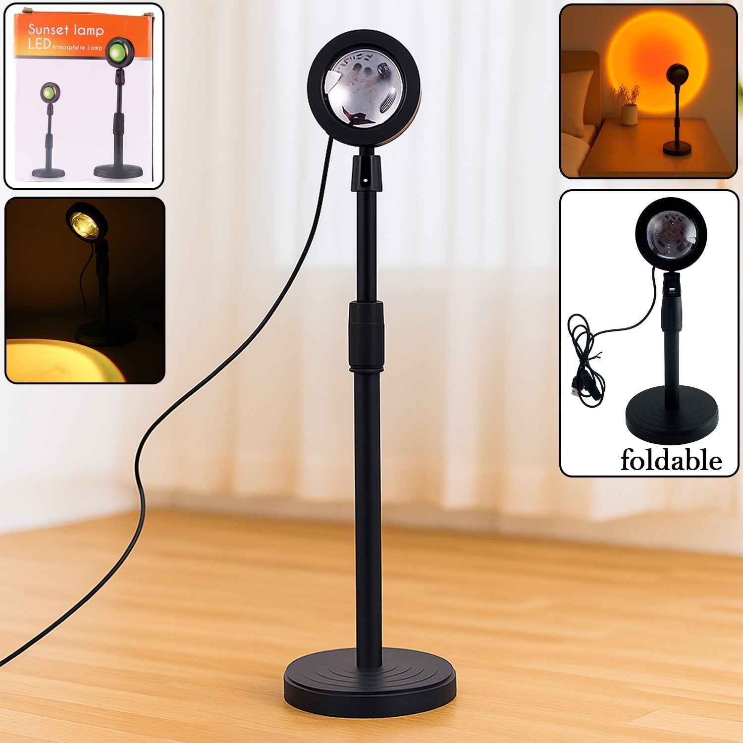 Multi-color Sunset Projection Lamp creating a vibrant, romantic glow.