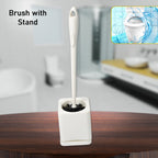 Ergonomic long-handle toilet brush ensures a comfortable grip.