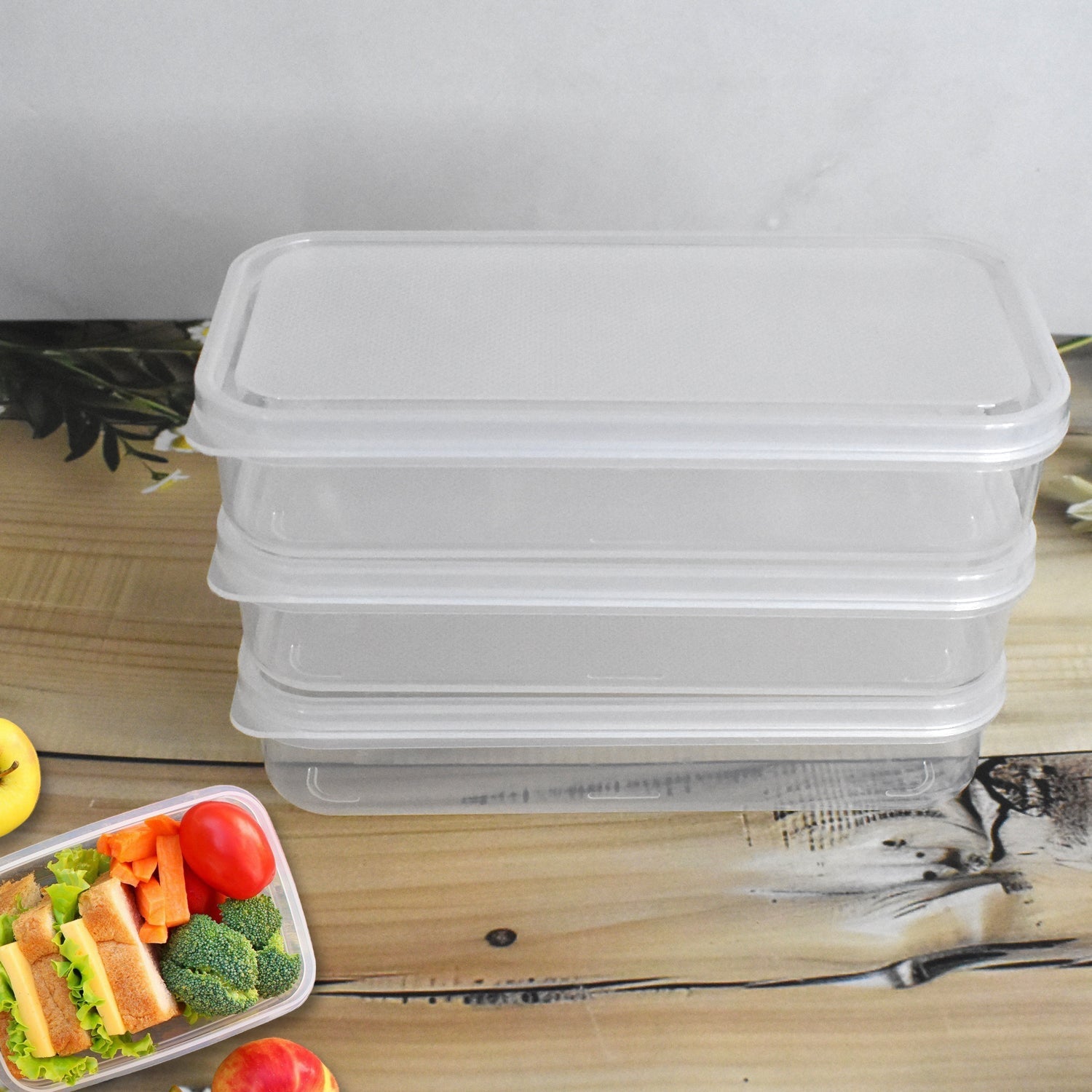 Top-down view of the Konvex plastic lunch box set, showing clear, durable containers.