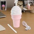 Pink ice cream cone shape humidifier and air freshener with cool mist functionality
