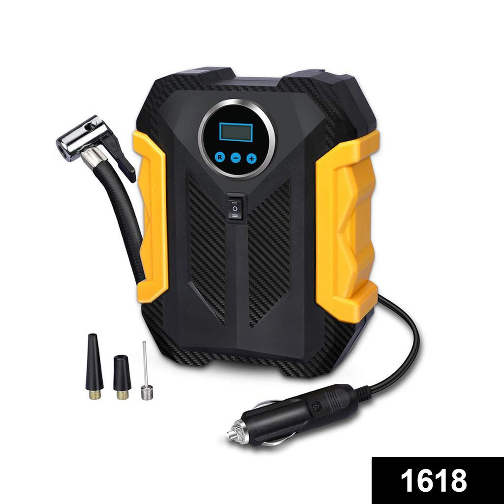 Compact digital tyre pump, ideal for emergency roadside use.