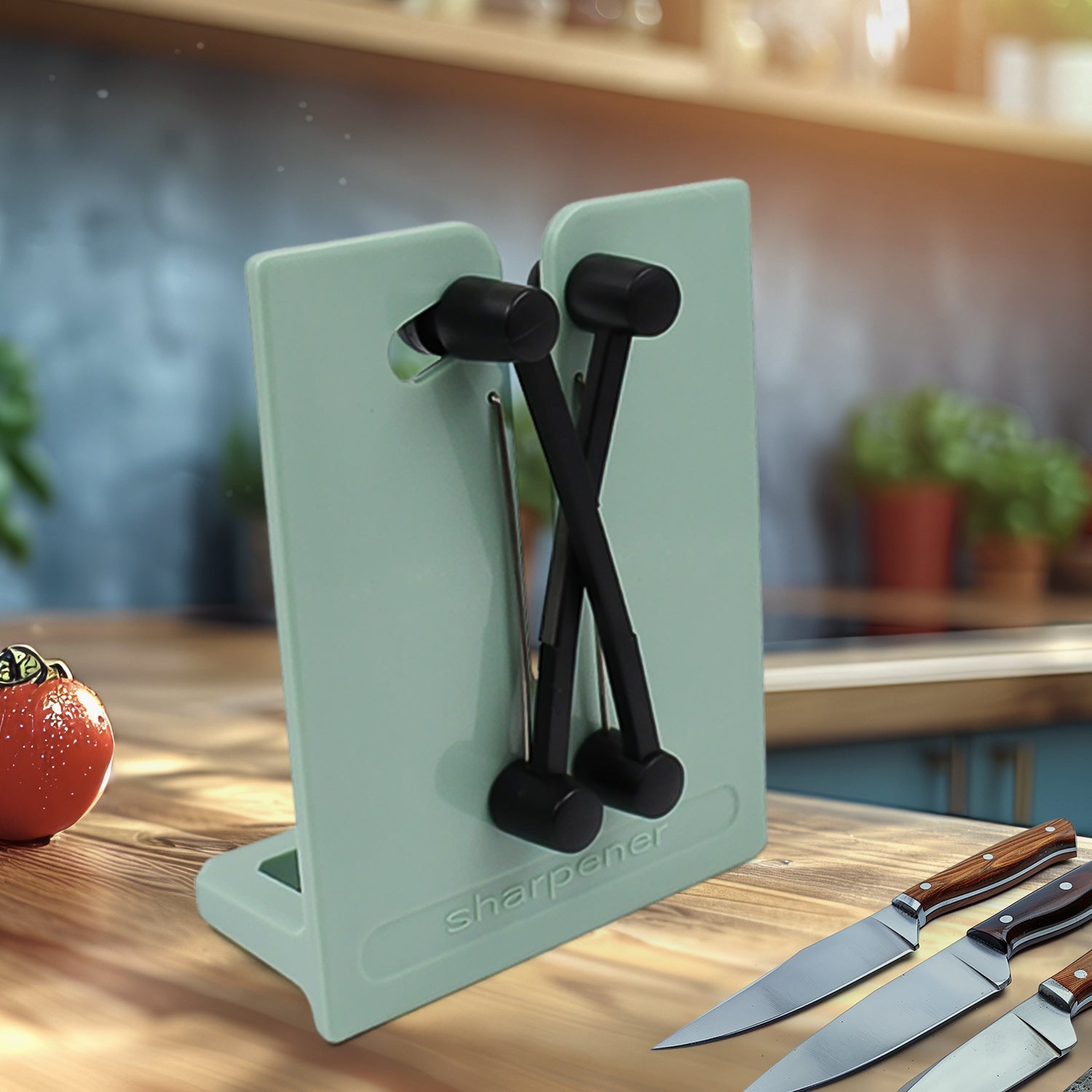 Compact Kitchen Knife Sharpener from CookAura on a white background.