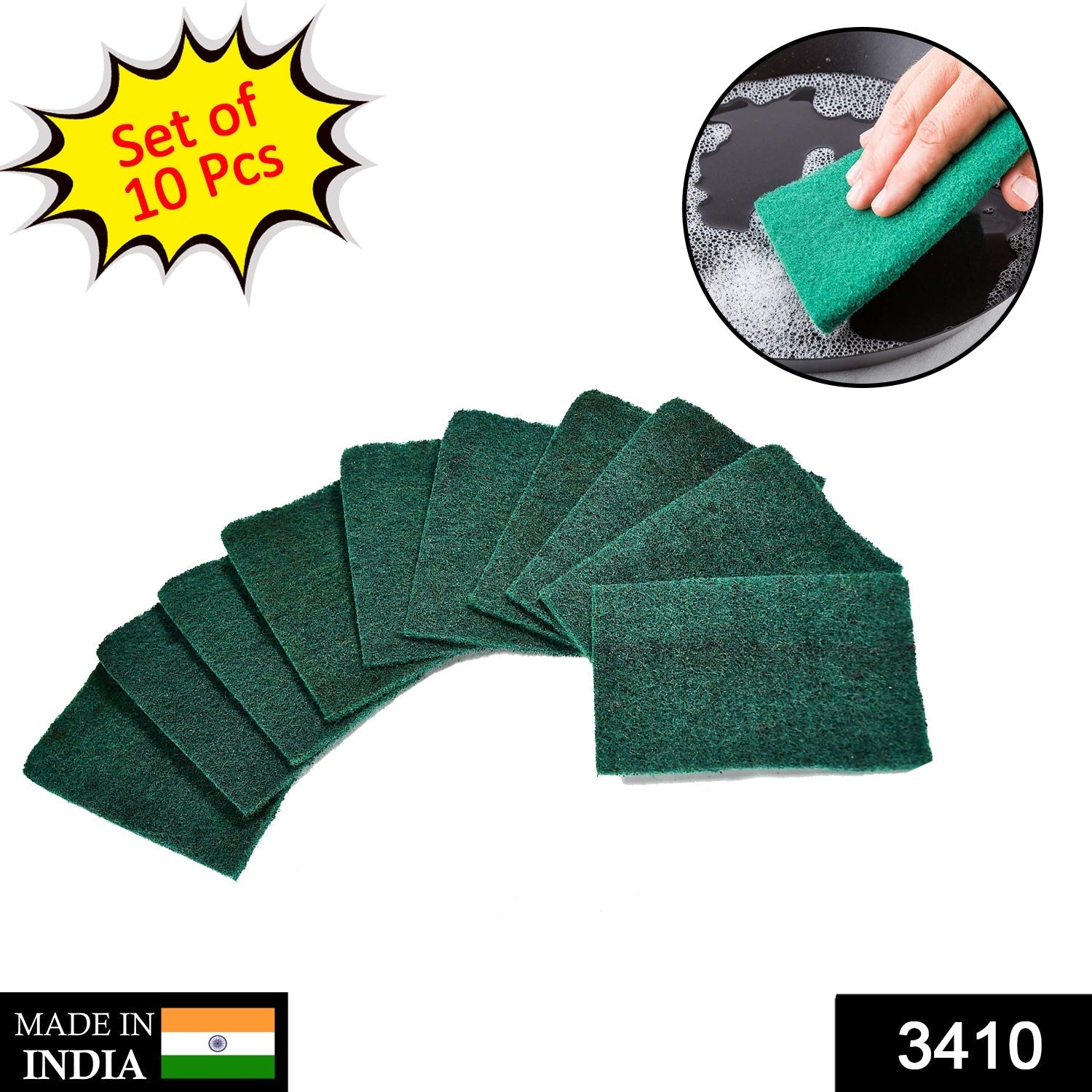 Aqua green scrub sponge pads for effective kitchen and household cleaning.