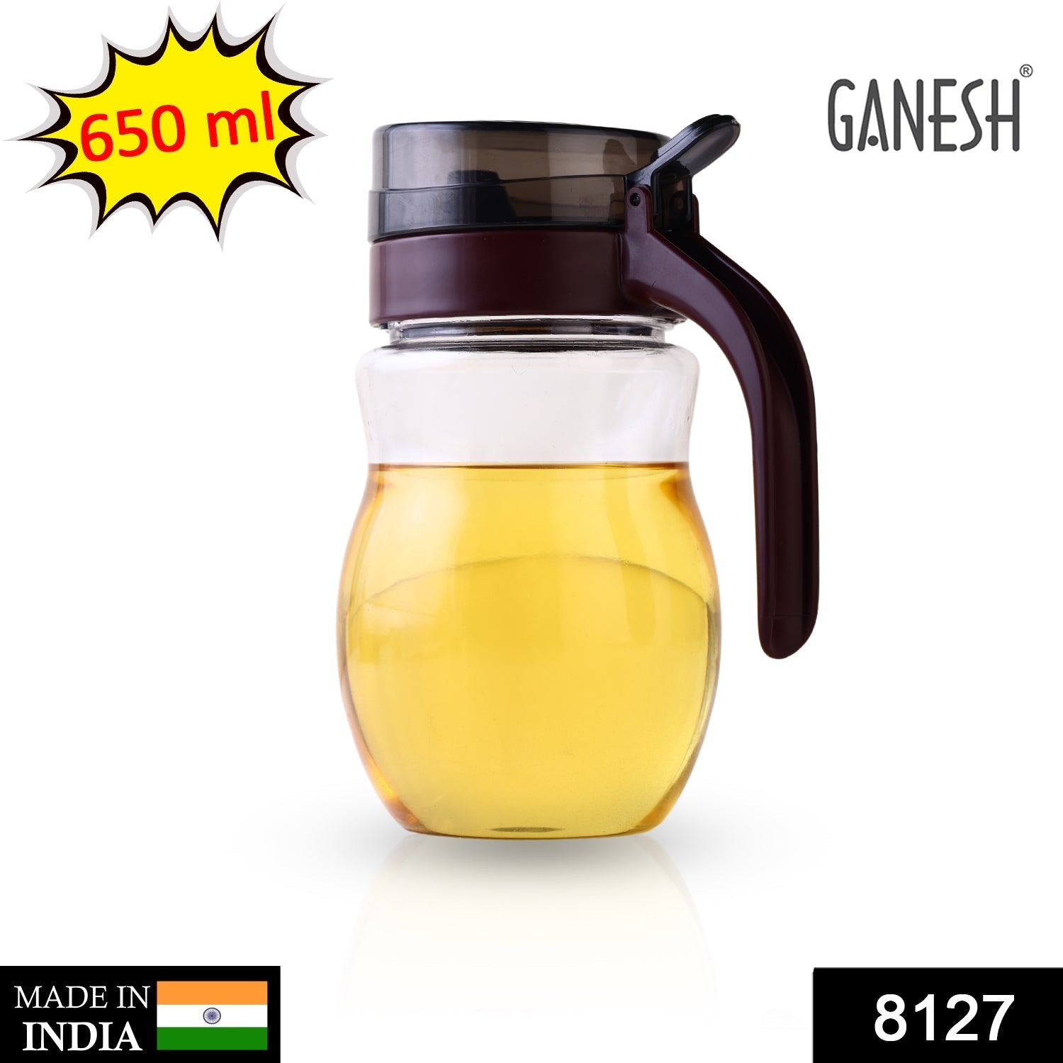 Plastic oil dispenser with a small nozzle for precise pouring.
