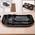 Premium 3-piece plastic serving tray set with elegant hexagonal design and golden accents