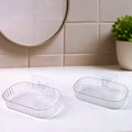 Transparent self adhesive wall mounted soap dish holder with drainage holes