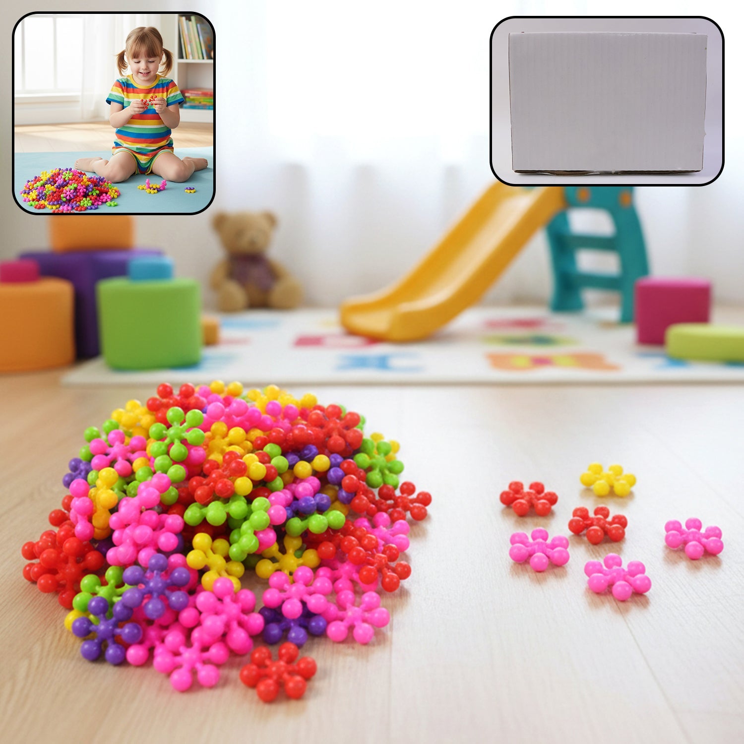 Colourful building blocks toy set with vibrant interlocking pieces for kids creative play