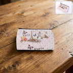 Multipurpose stationery and coin pouch with Paris themed print