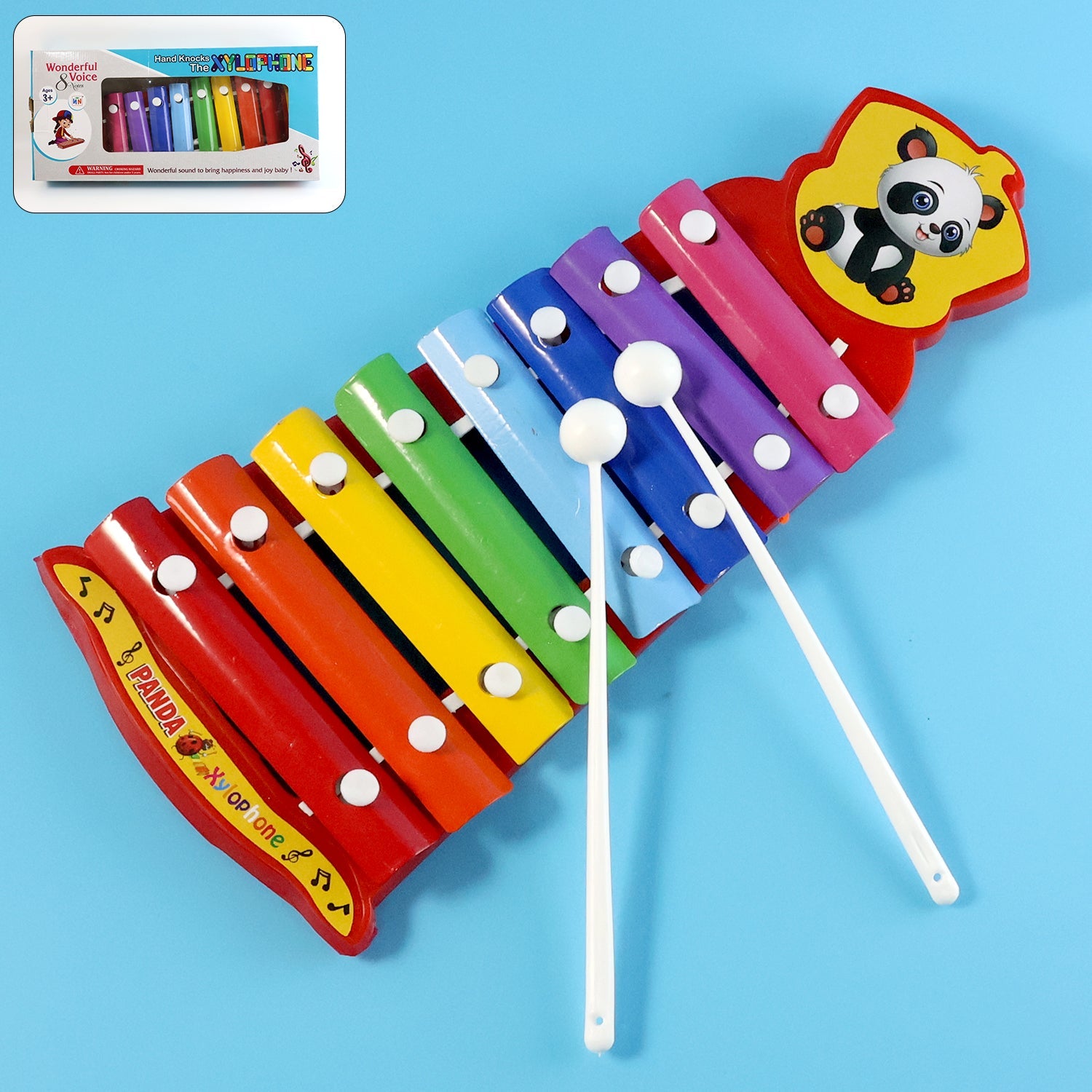 Colorful kids musical xylophone toy with vibrant sound bars and dual mallets
