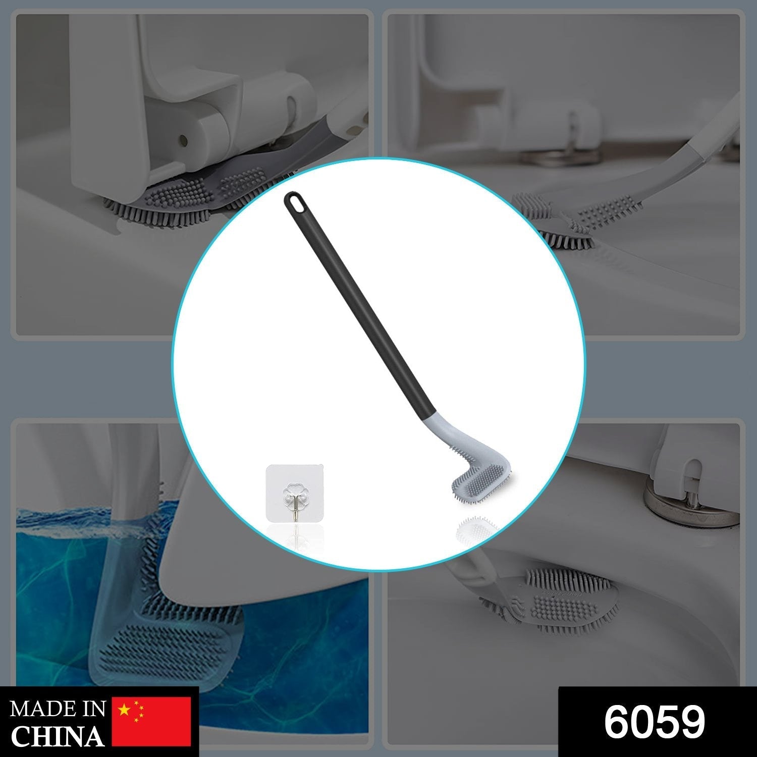 Ergonomic golf toilet brush with silicone bristles, ideal for deep cleaning.