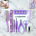 Manicure & pedicure nail care tool set with 10 essential grooming pieces