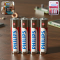 Pack of 4 AA alkaline batteries providing reliable power