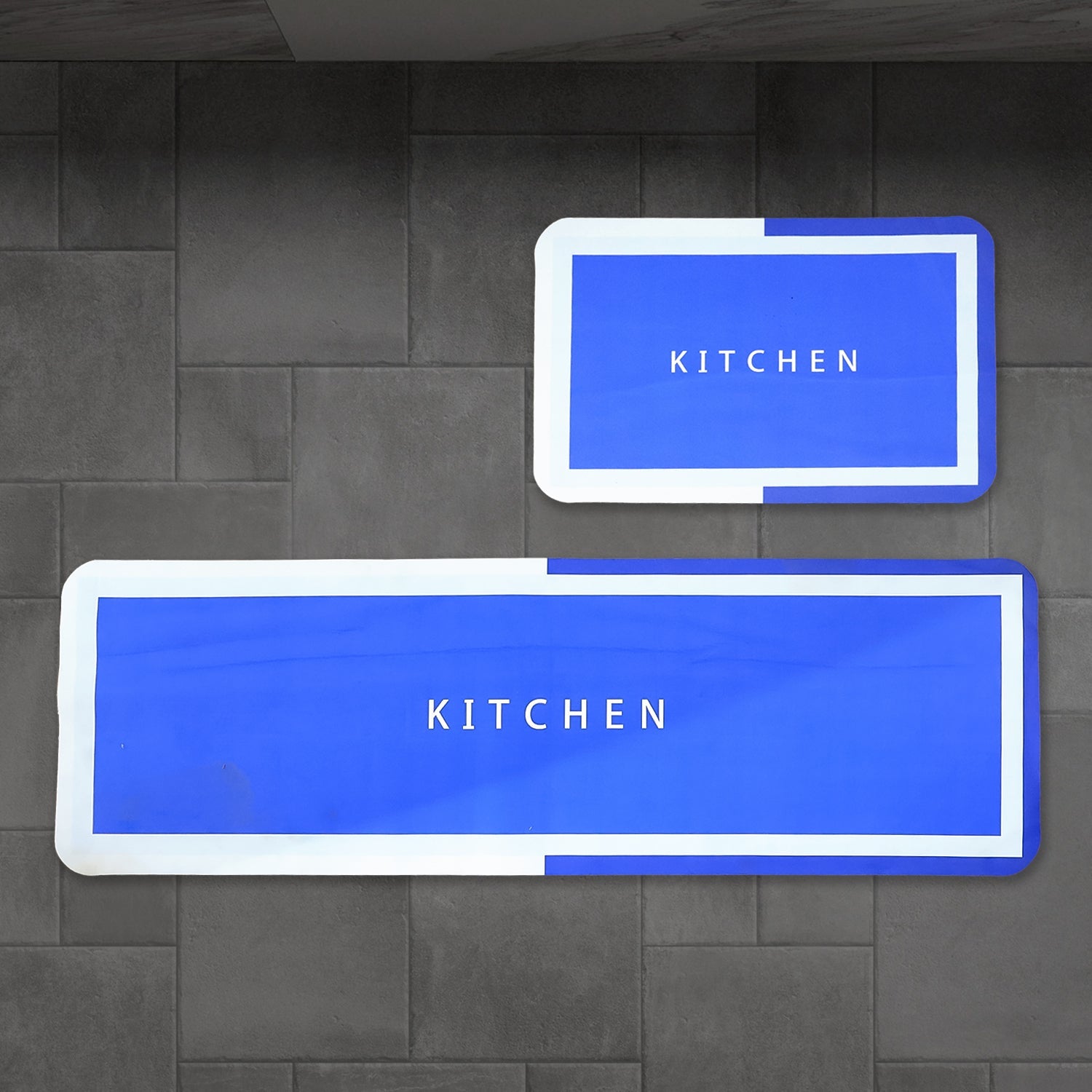 Decorative anti-slip kitchen floor mat protecting floors from spills