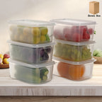6-piece plastic food storage containers with airtight lids on kitchen counter