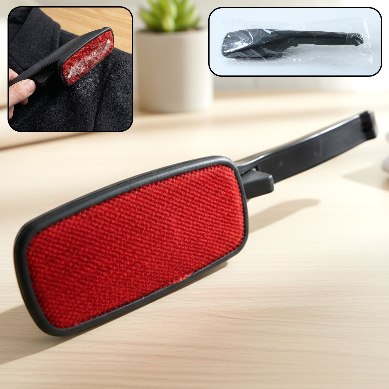 Reusable clothes lint remover brush with double-sided fabric surface
