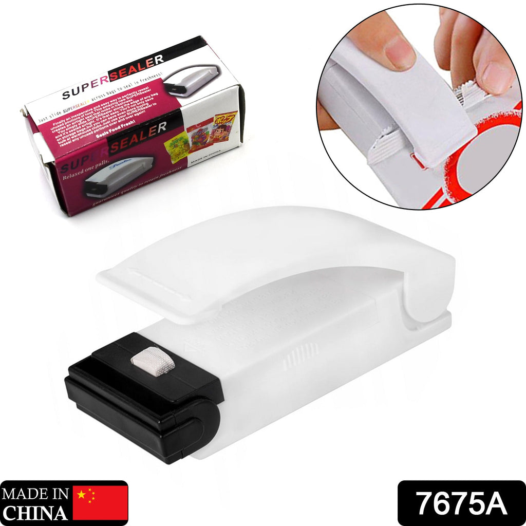 Compact plastic bag sealer in white, perfect for household food preservation.