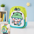 Kids sling backpack with colorful cartoon print, perfect for daily school and travel