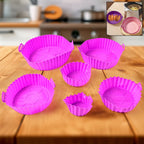 Air fryer silicone pot with handles, reusable 6 piece set for easy cooking