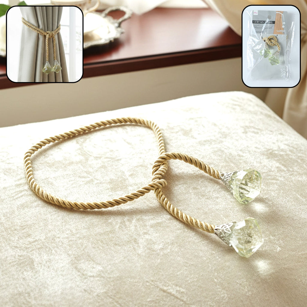 Luxury curtain tassel tieback with twisted rope and crystal ends