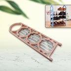 Space-saving shoe organizer with four layers, ideal for hallway use
