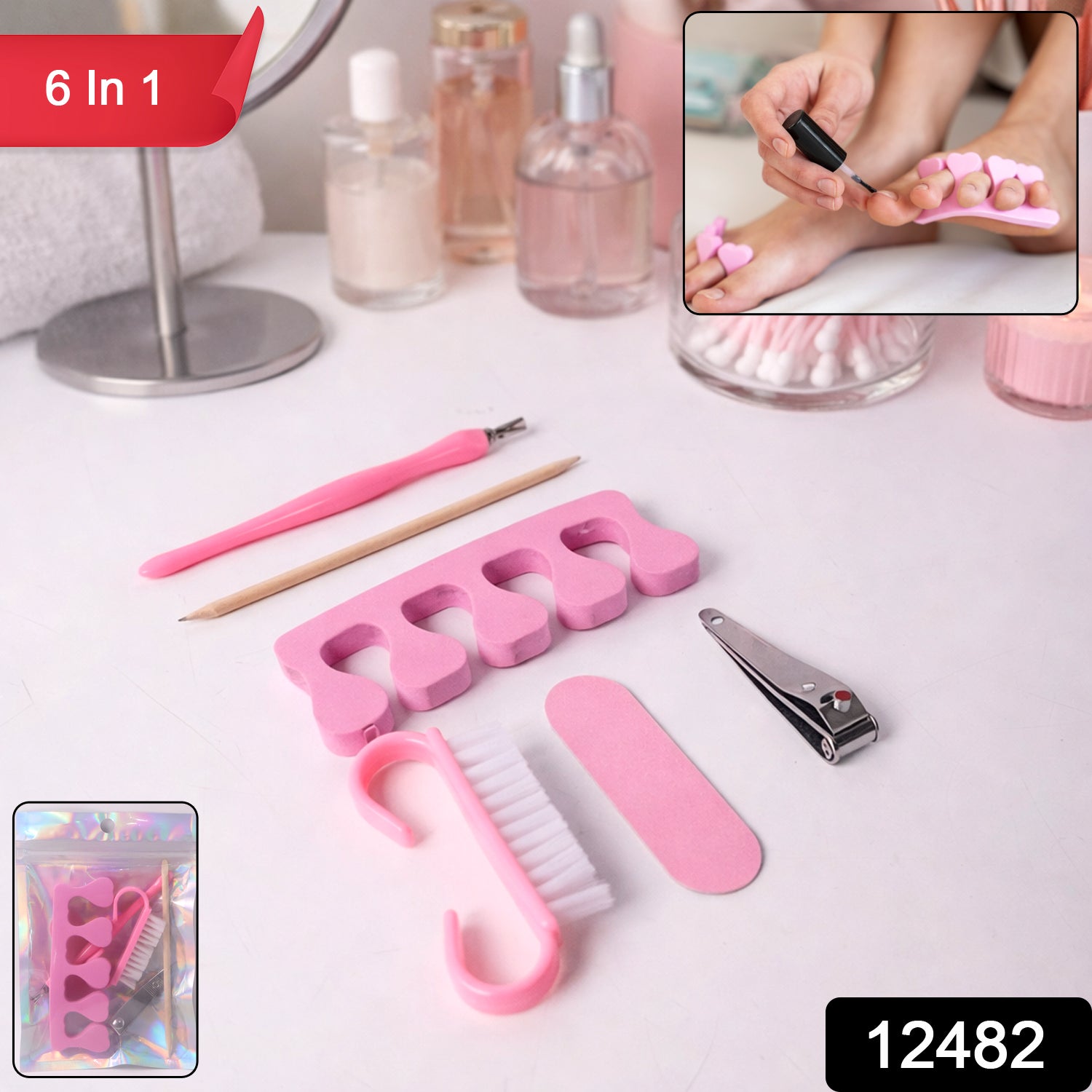 Complete manicure set including nail file and cuticle tools for nail grooming