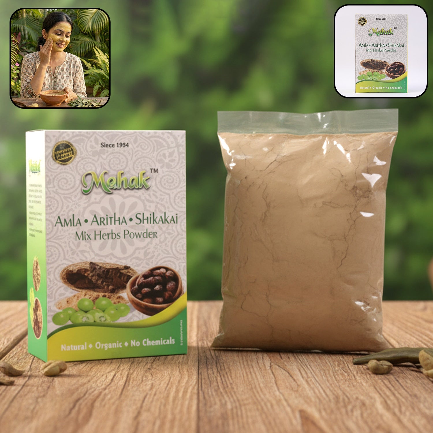 Traditional mixed herbs powder for herbal hair cleansing and skin care
