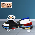 Front view of Police Ride-On Toy Car with vibrant police decals and functional lights