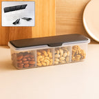 Side view of plastic 4-in-1 masala box with spinning base for easy access