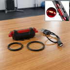 USB rechargeable bicycle LED tail light mounted on bike rear for safety