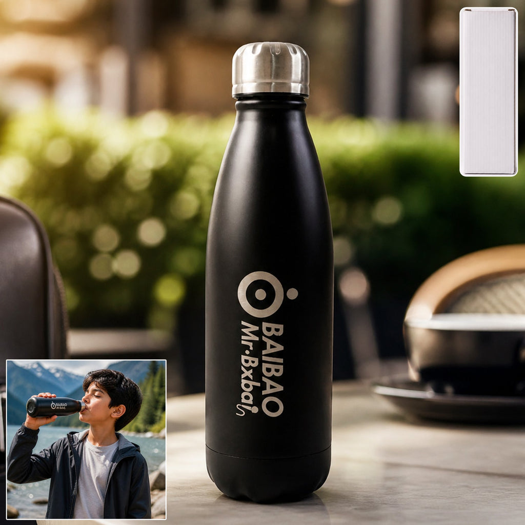 Front view of premium 500ML stainless steel water bottle