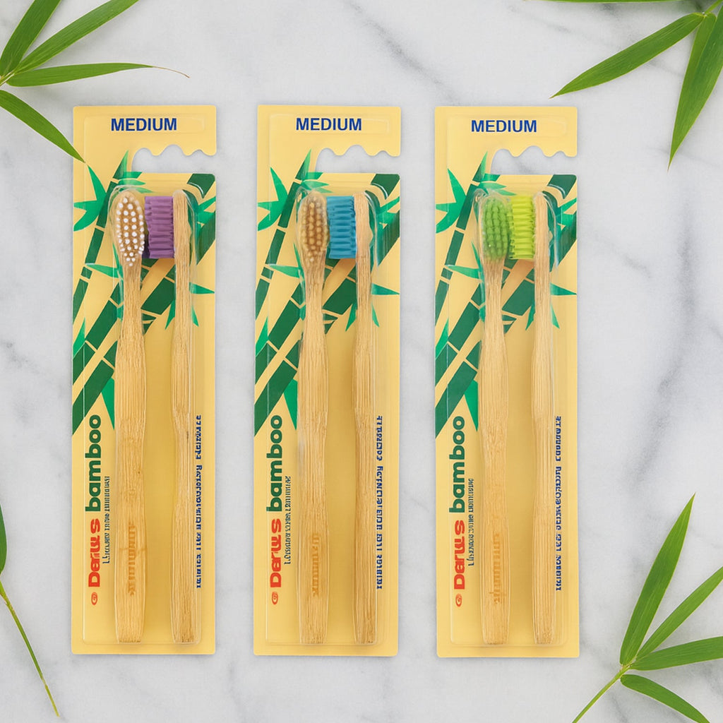 Bamboo toothbrush with medium bristles for sustainable oral care