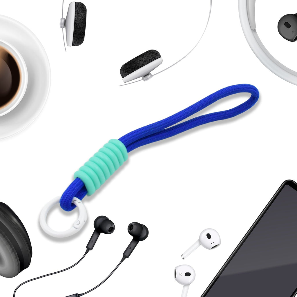 Multicolor nylon phone wrist strap displayed against a white background, highlighting its adjustable design.