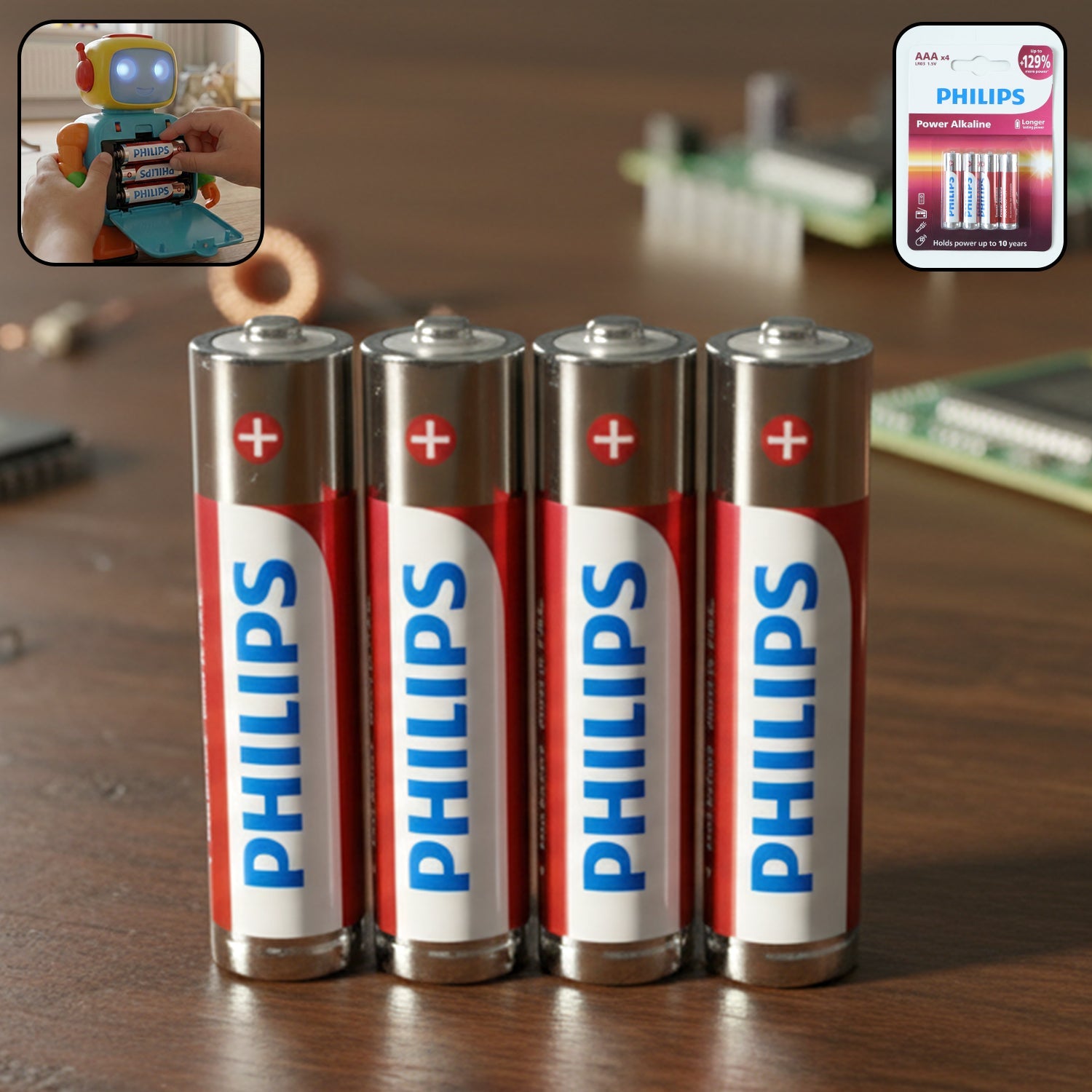 Pack of AAA alkaline batteries for toys and electronics