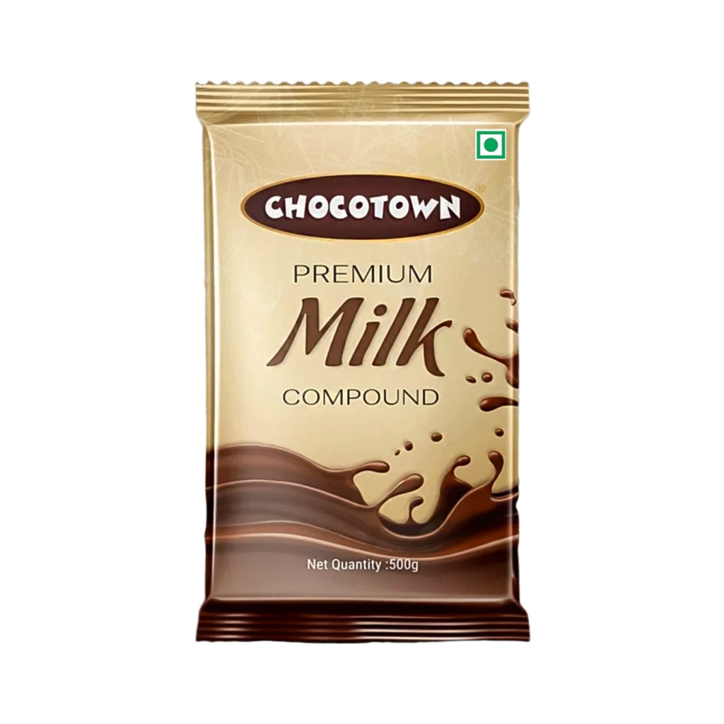 Close-up of the smooth, rich texture of the Milk Chocolate Compound Slab.