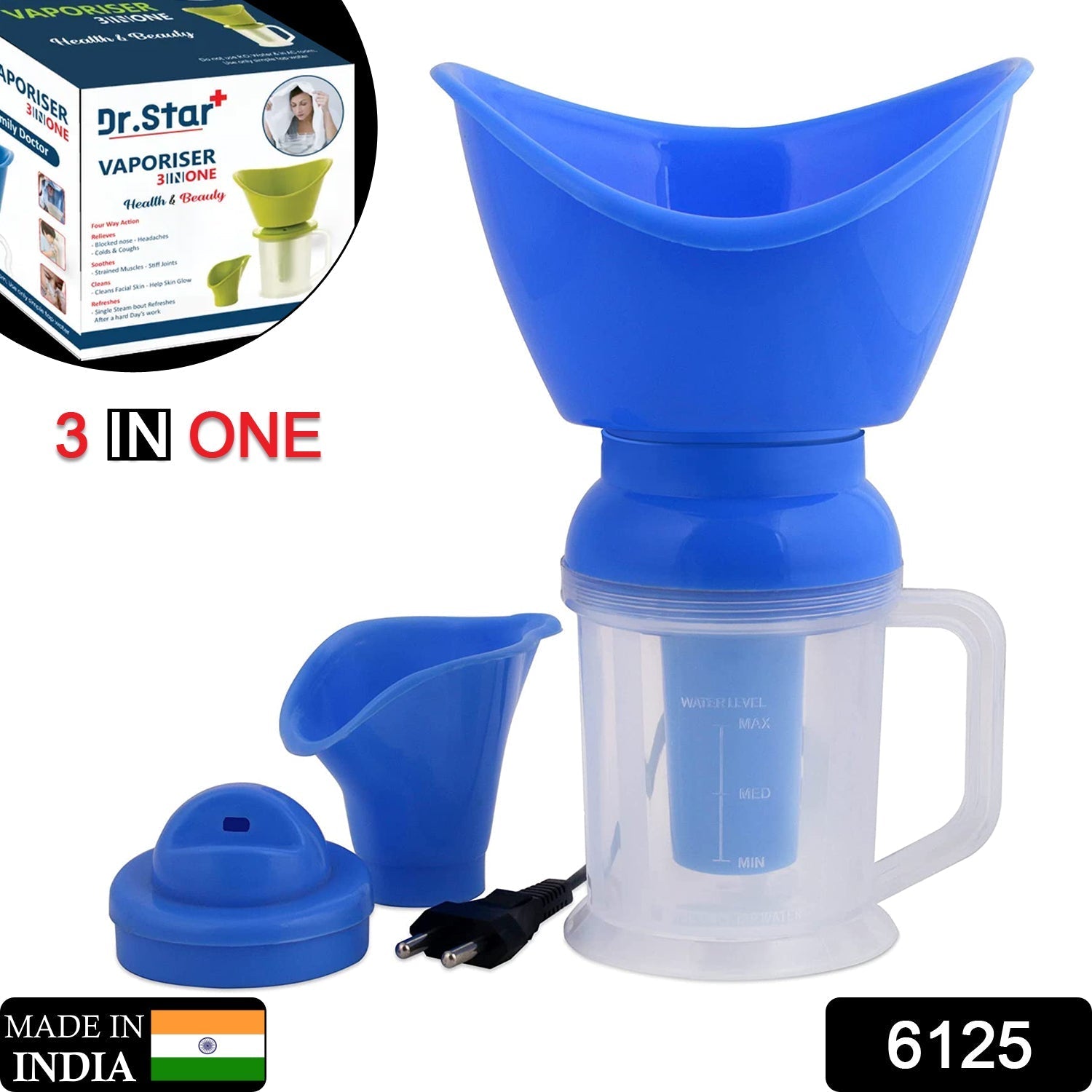 Compact 3 in 1 Steam Inhaler, perfect for nasal decongestion and respiratory health.