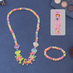 Charming Kids Pearl Necklace Set with matching bracelet for girls.