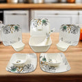 Complete 11-piece plastic dinner set in a vibrant color, ready for family meals.