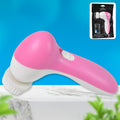 Waterproof facial cleansing brush with multiple attachments for deep skin exfoliation.
