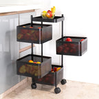 Metal kitchen trolley with 4 storage layers and smooth wheels