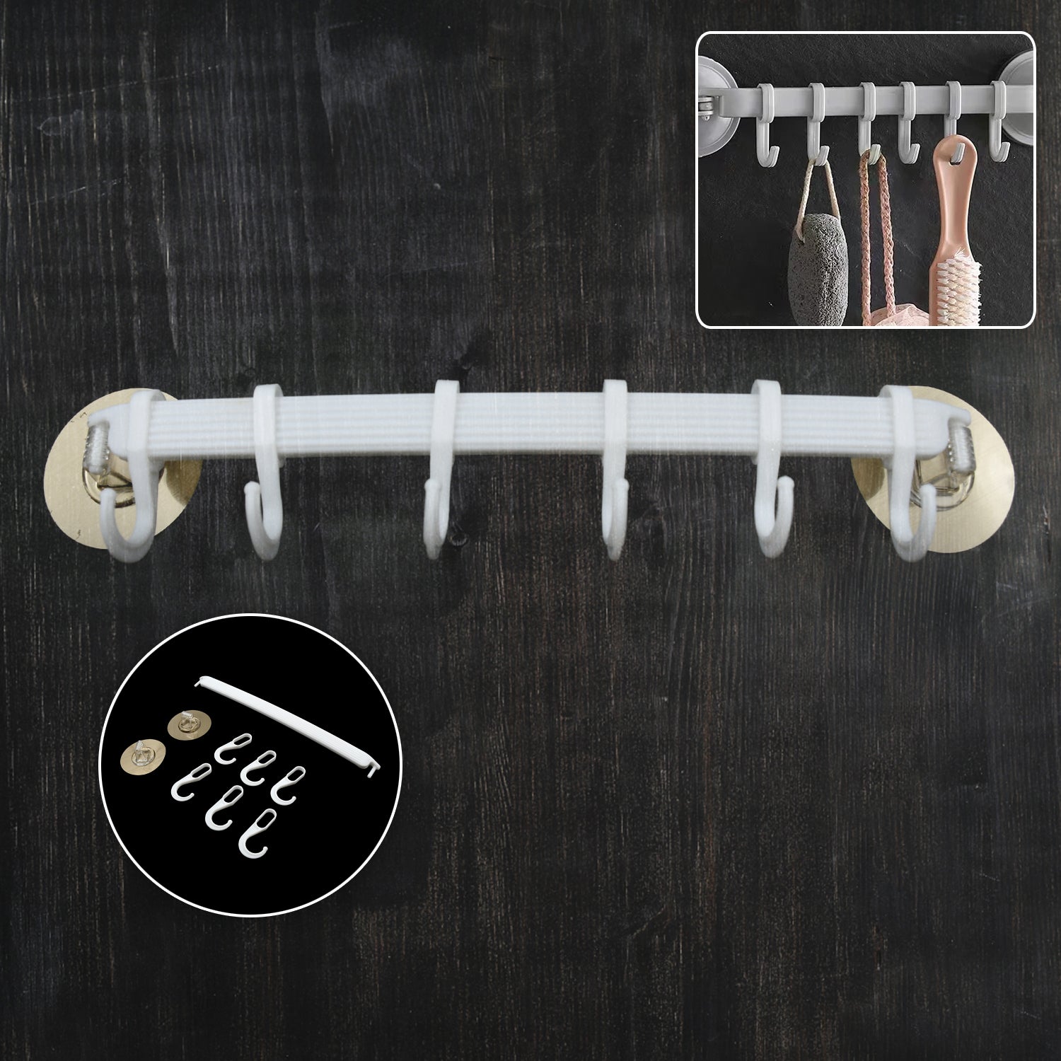 Wall-mounted bath towel hanger securely holding clean towels in a modern bathroom.