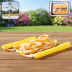 Yellow and white kids beaded skipping rope with comfortable grips