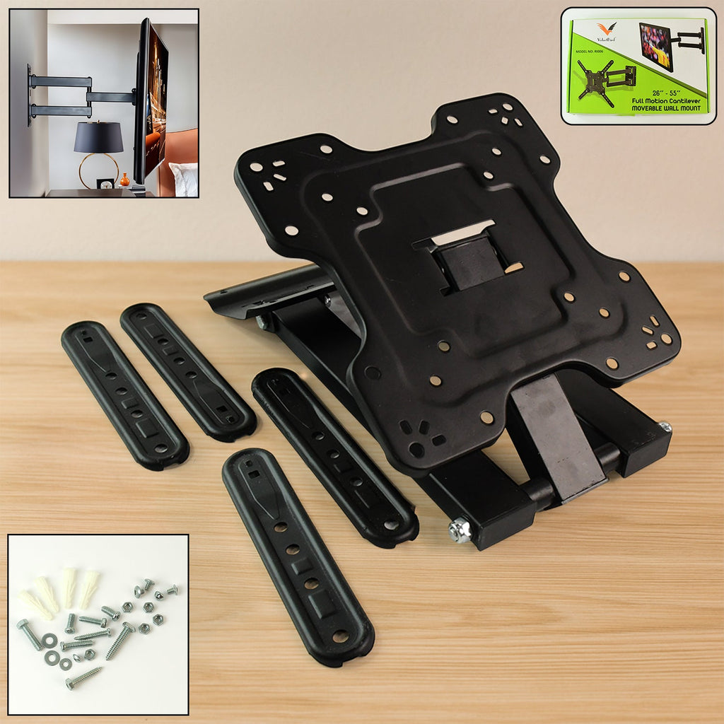 Full motion TV wall mount bracket holding a 26–55 inch LED TV