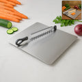 Stainless steel vegetable slicer tool with adjustable cutting guide for uniform slices