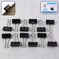 Set of heavy-duty 41mm black binder clips for office use